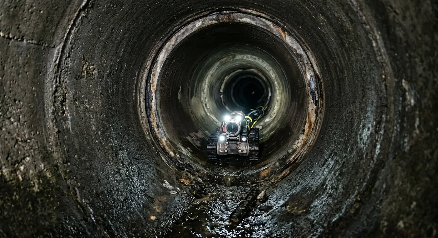 Robotic sewer camera inspecting pipe interior for Drain Snake Service in Silver Springs